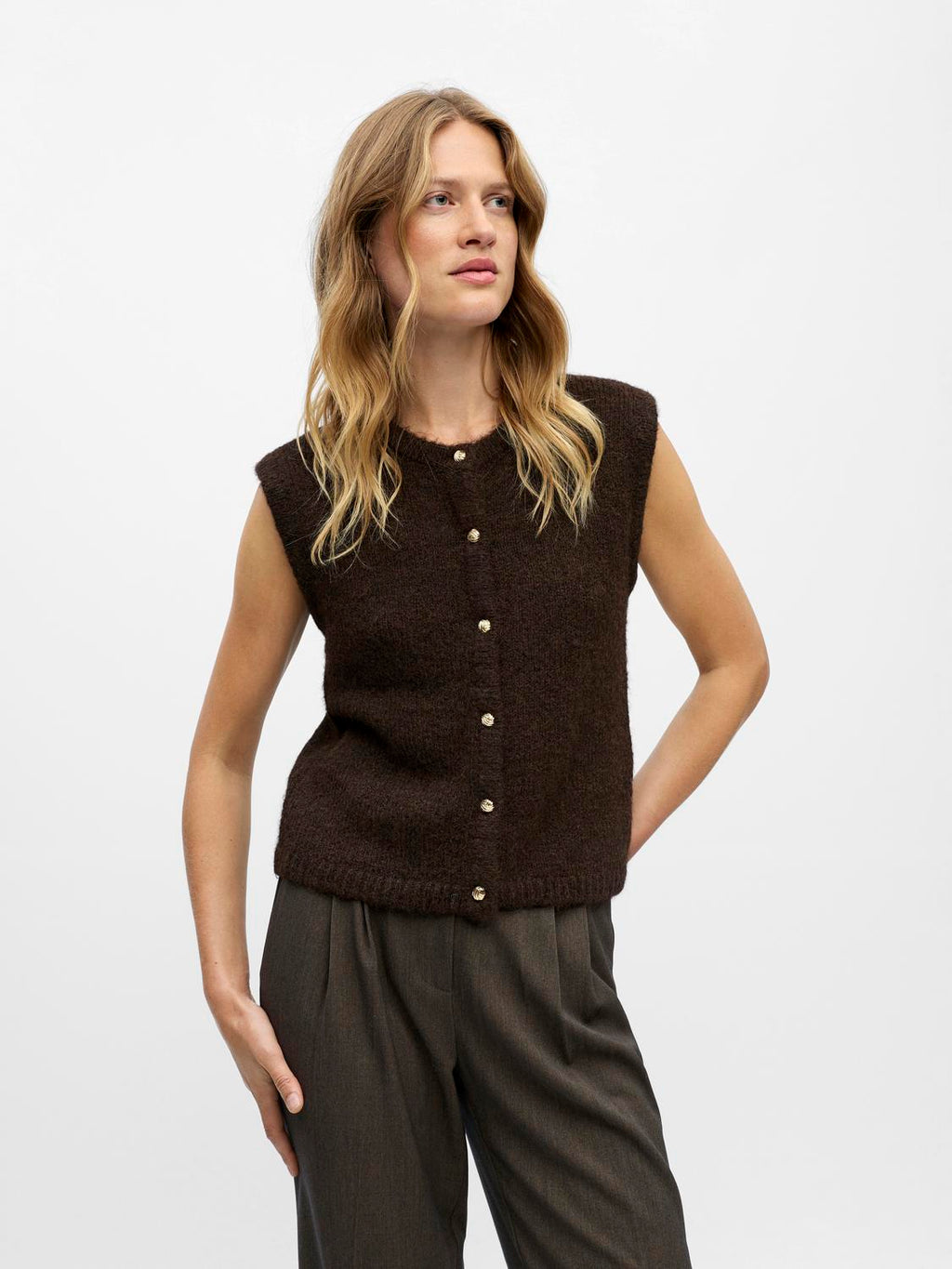 Objsaggia Re Knit Vest Cardigan