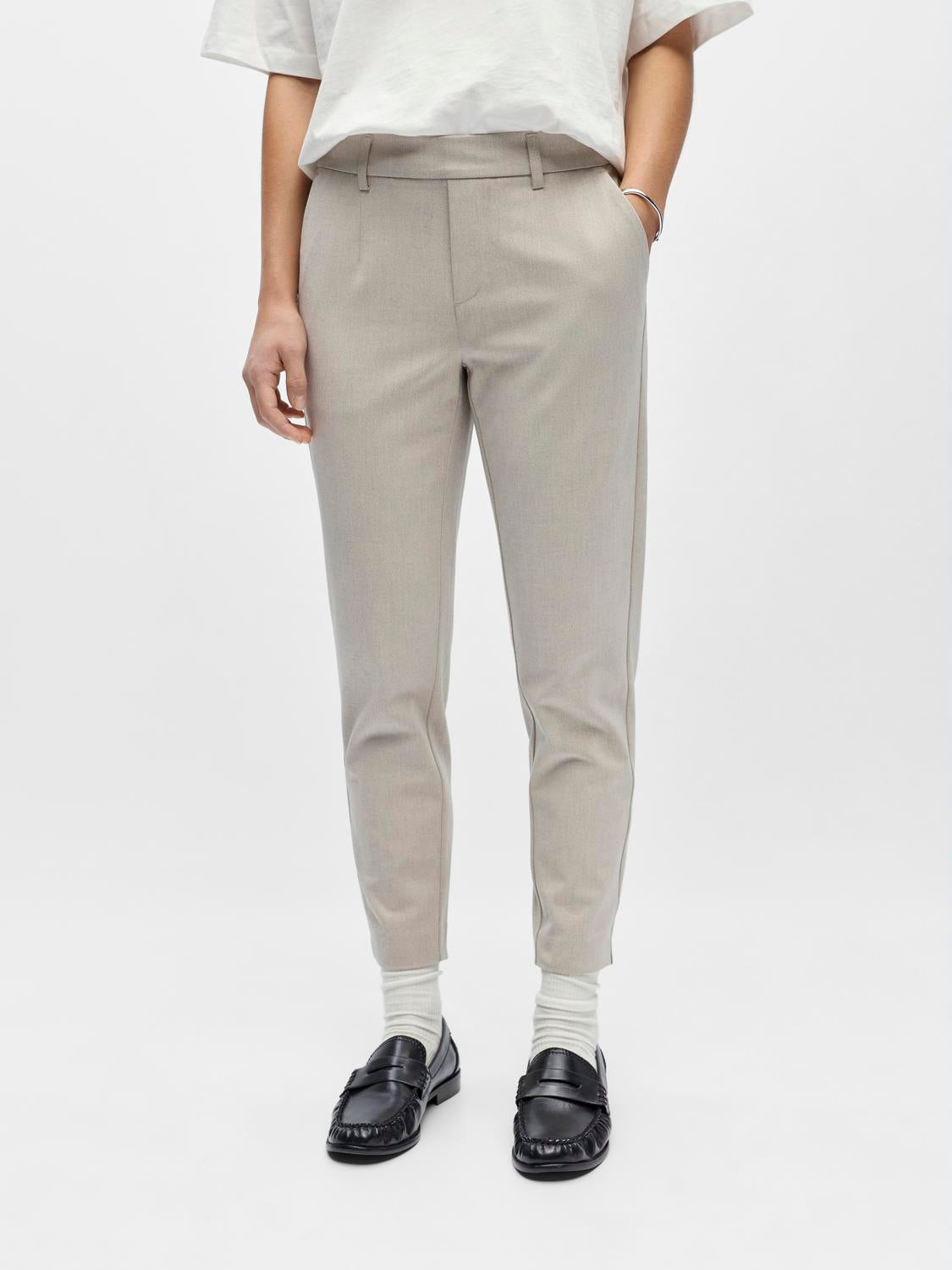 OBJLISA SLIM PANT HUMUS MELANGE