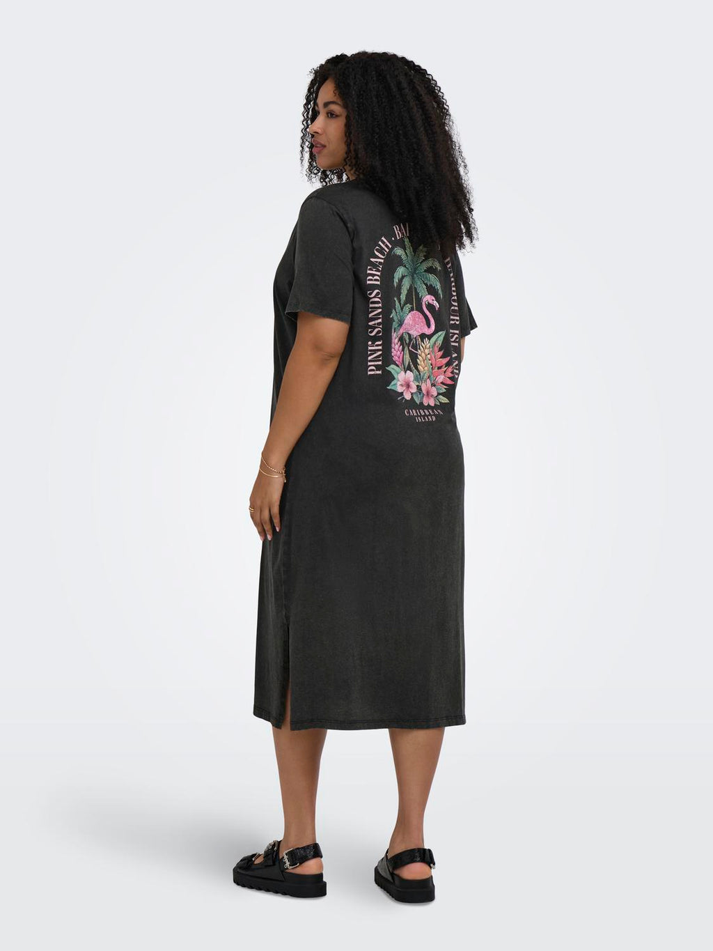 Carmika Foldup S/S Black Slit Dress