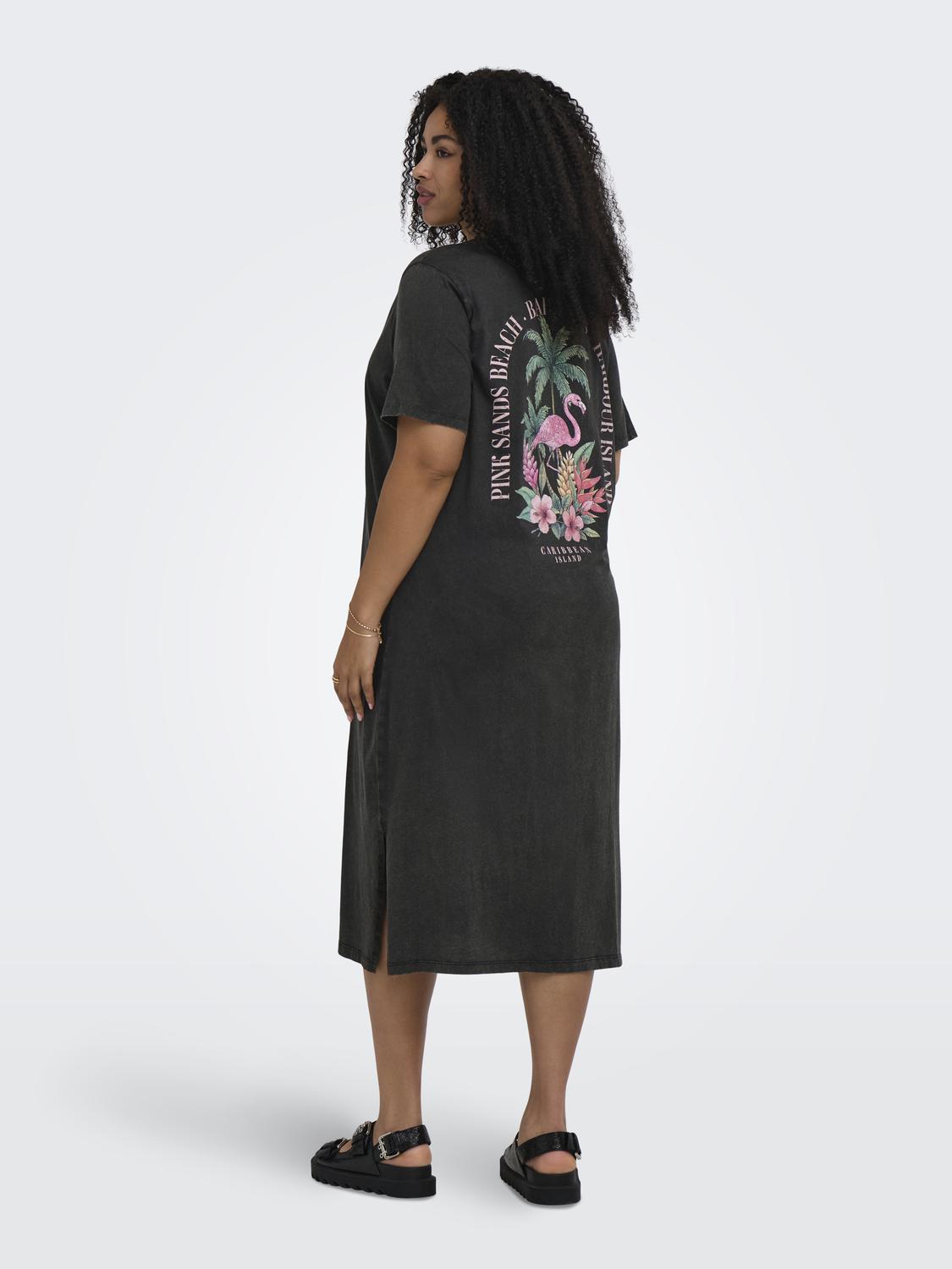 Carmika Foldup S/S Black Slit Dress