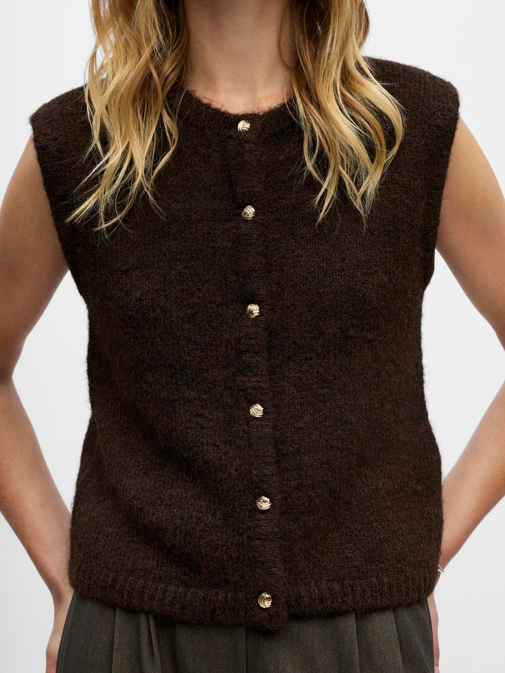 Objsaggia Re Knit Vest Cardigan