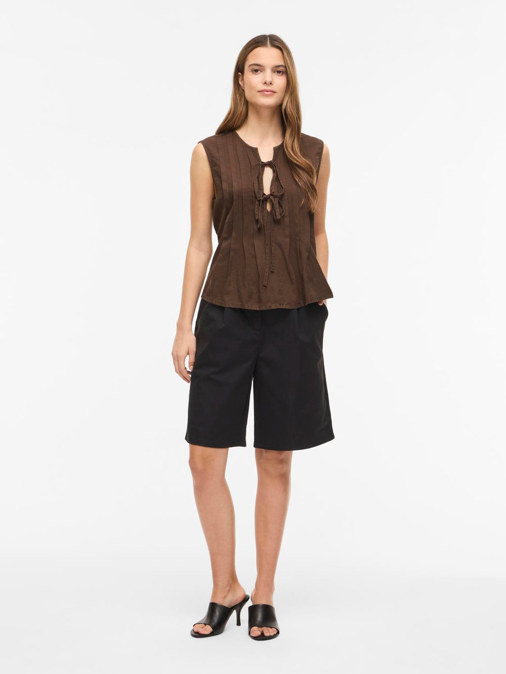 VITEVIRA TIESTRING TOP SLATE BRUN