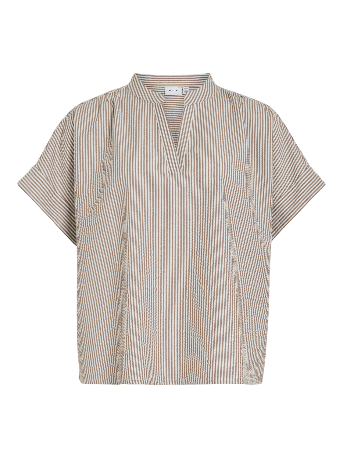 VIKALEA V-NECK TOP BROWN STRIP
