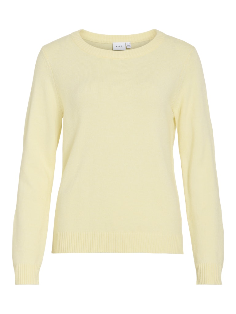 VIRIL O-Neck L/S Strikbluse - Pastel Yellow
