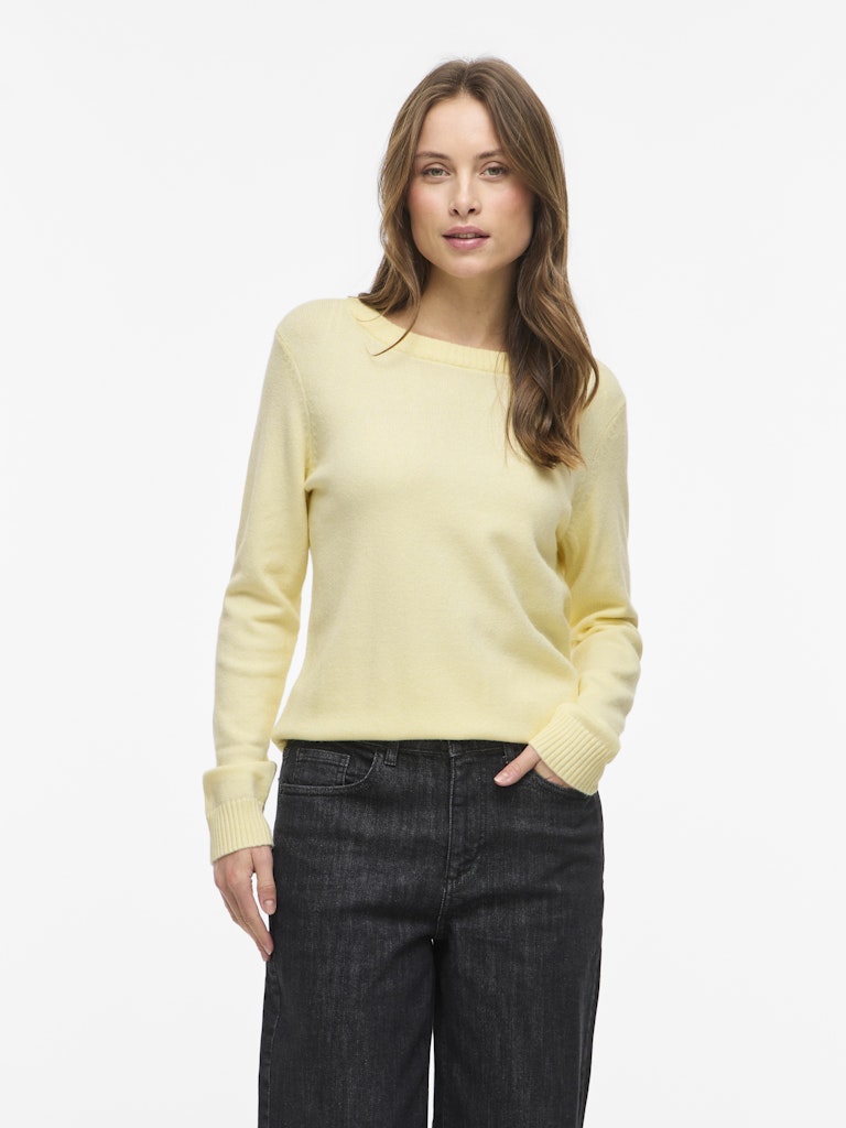 VIRIL O-Neck L/S Strikbluse - Pastel Yellow