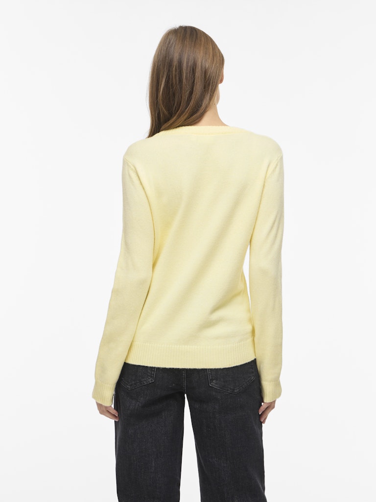 VIRIL O-Neck L/S Strikbluse - Pastel Yellow