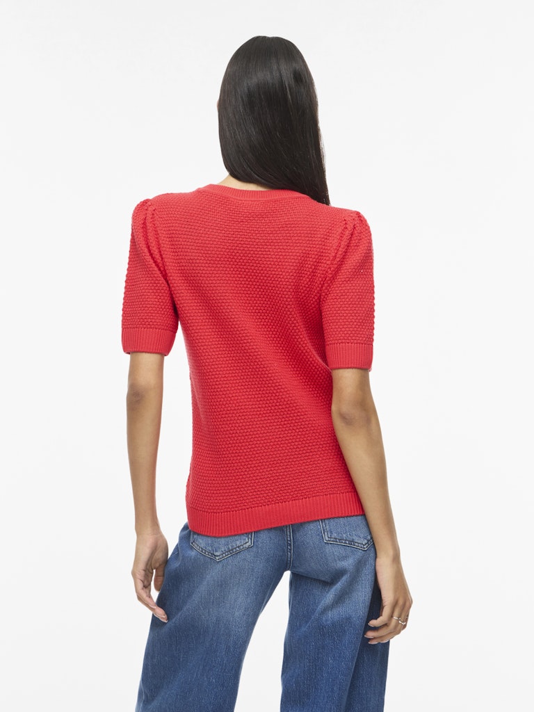 VIDALO O-NECK KNIT TOP HIBISCUS
