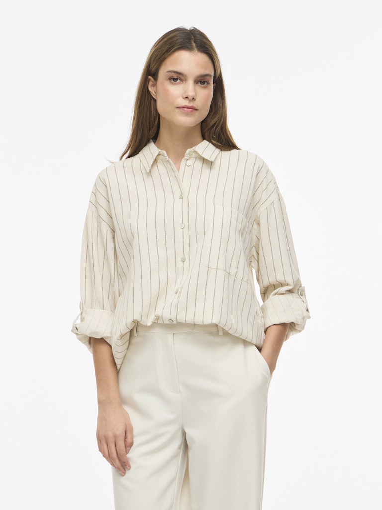 VIPRISILLA LANGÆRMET SKJORTE NATURAL MELANGE