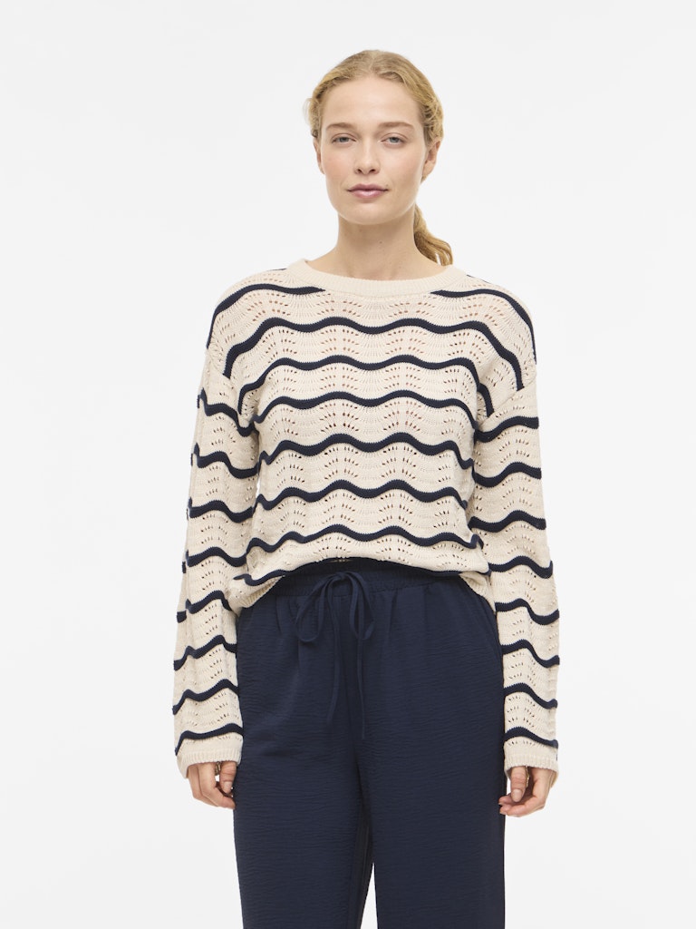 VIWAVE O-NECK STRIKTRØJE STRIPE BIRCH