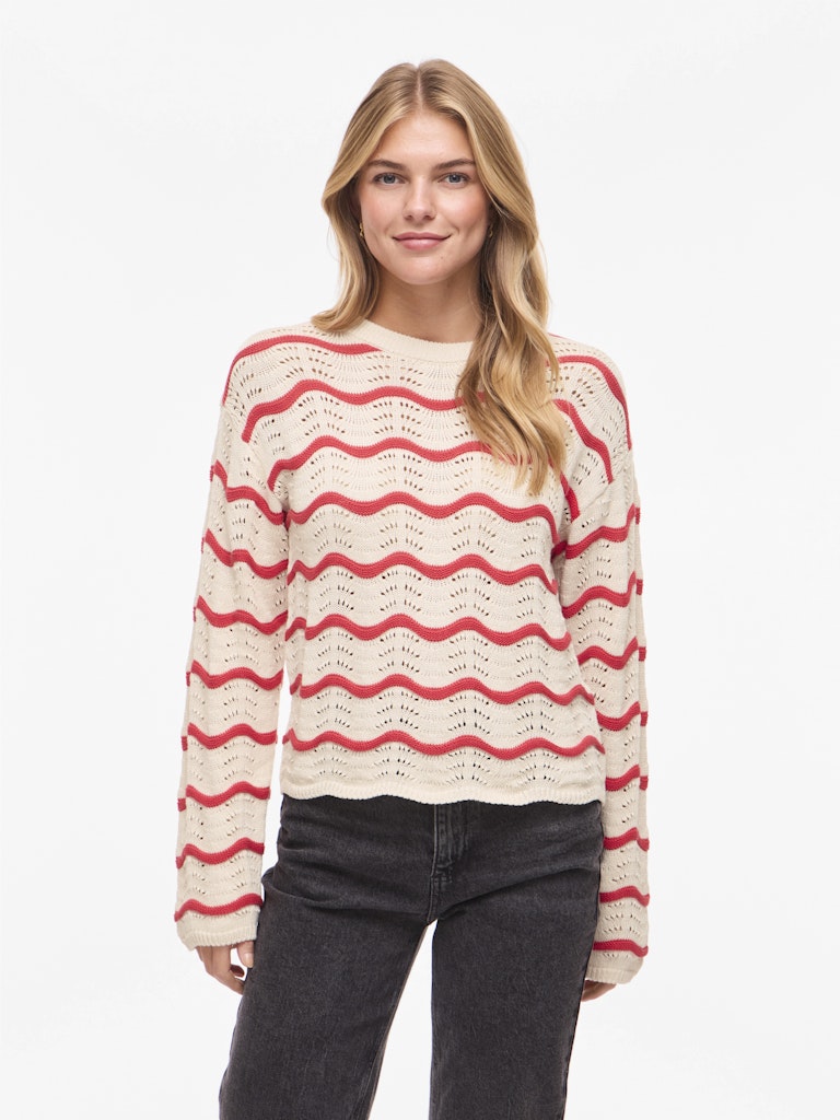 VIWAVE O-NECK STRIKTRØJE STRIPE HIBISCUS