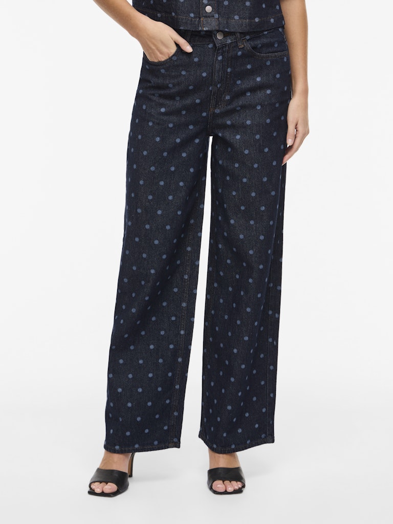 VIFREYA dot wide jeans dark bl