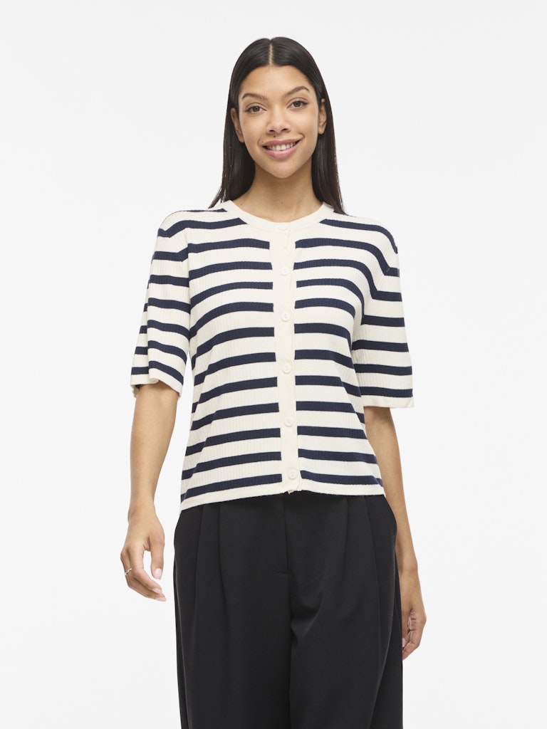 VIZICHA 2/4  BUTTON STRIPE KNIT CARDIGAN