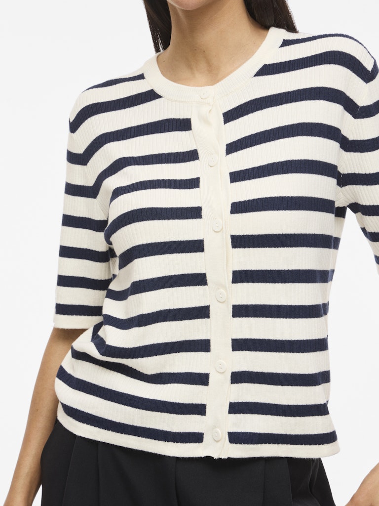 VIZICHA 2/4  BUTTON STRIPE KNIT CARDIGAN