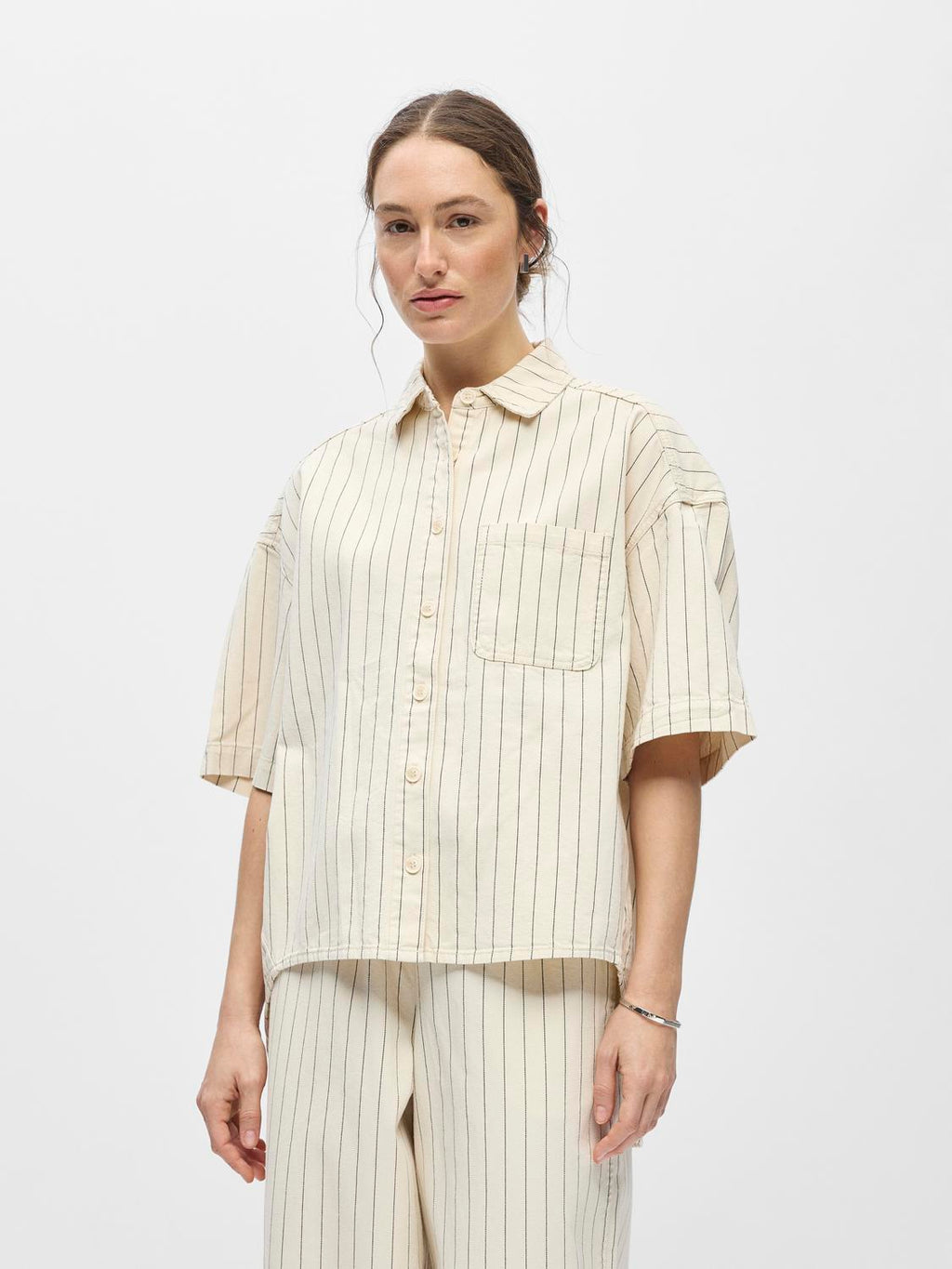 OBJCALLY 2/4 LO DENIM SHIRT BIRCH