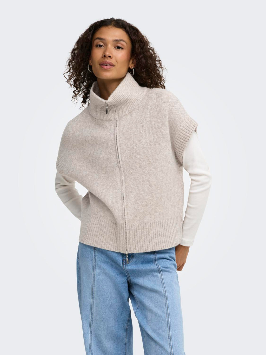Jdylea S/L Hn 2Way Zip Vest Kn