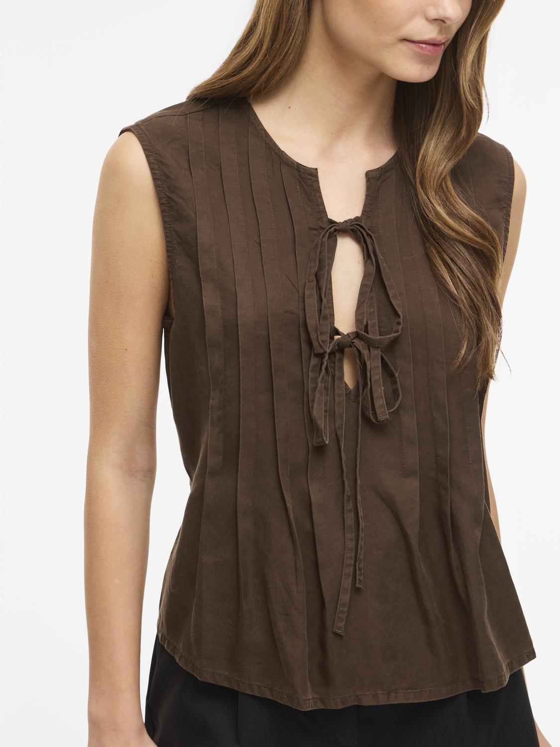 VITEVIRA TIESTRING TOP SLATE BRUN