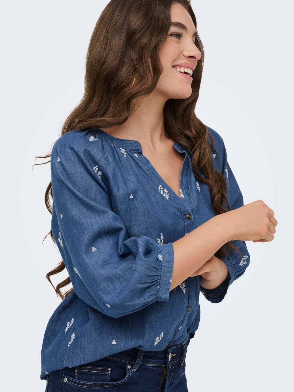 JDYKAI 3/4 SHIRT LIGHT BLUE DENIM
