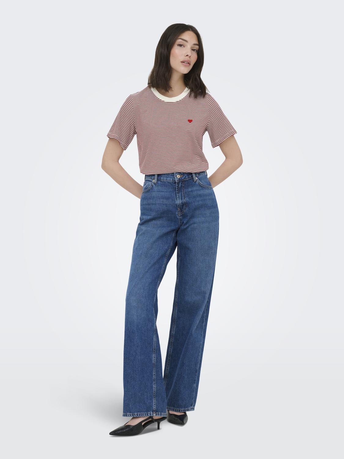 JDYPISA TEE STRIPE RHUBARB TOP