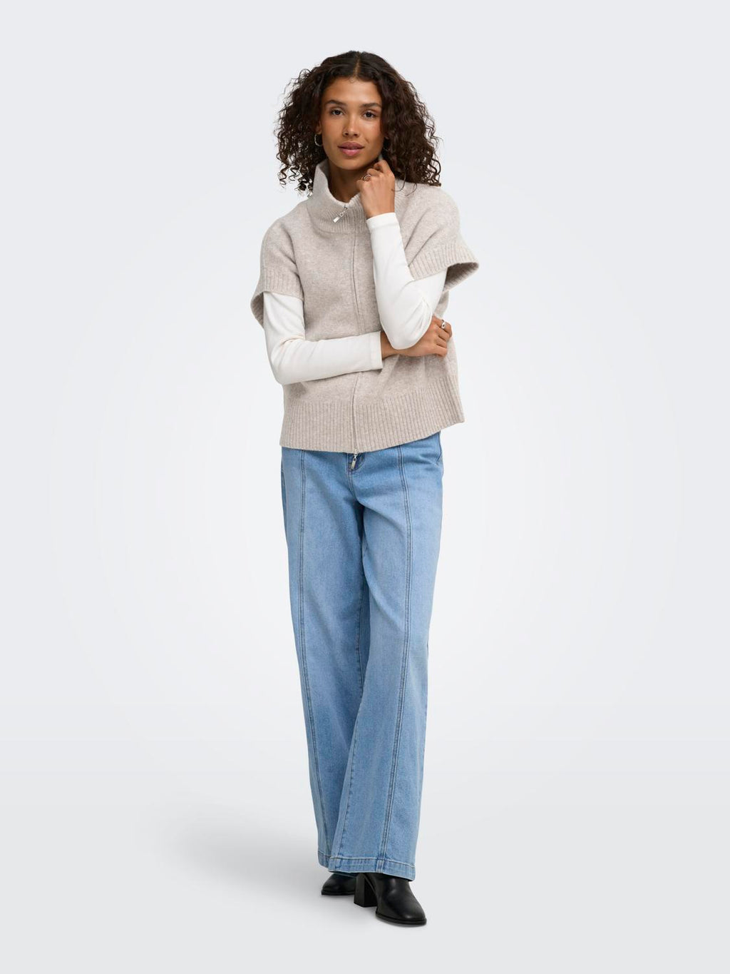 Jdylea S/L Hn 2Way Zip Vest Kn