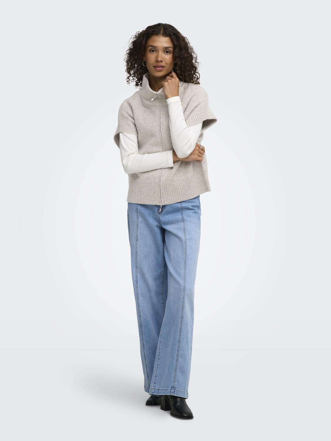 Jdylea S/L Hn 2Way Zip Vest Kn