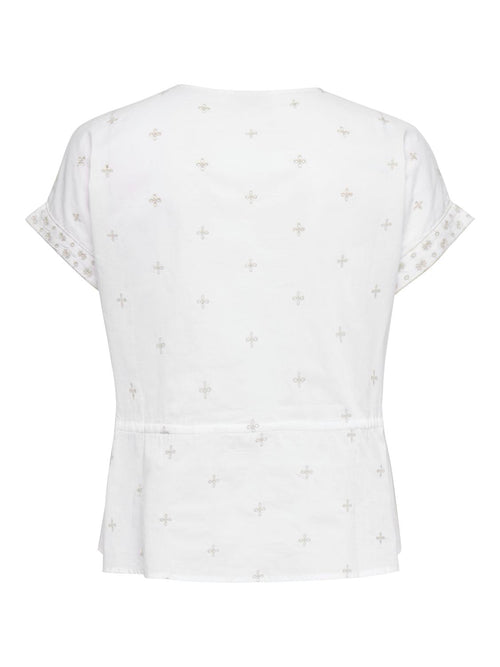 Carkuna S/S Emb String Top Wvn