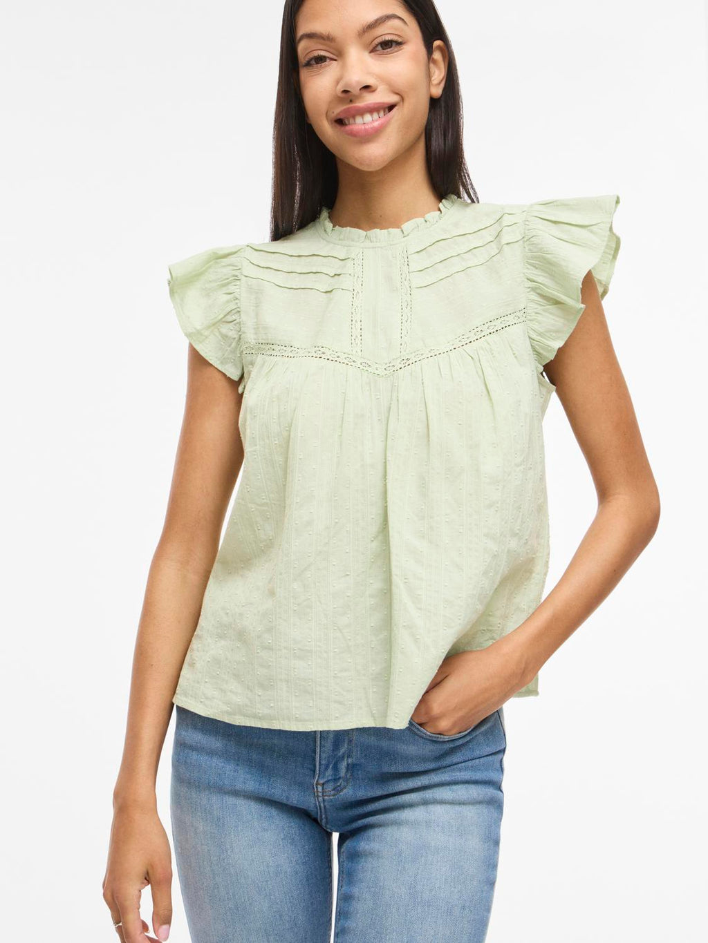 VIYVA TOP SMOKE GREEN BLUSE