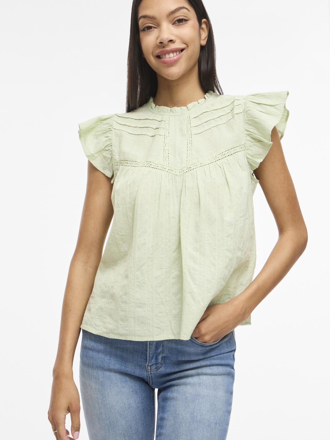 VIYVA TOP SMOKE GREEN BLUSE