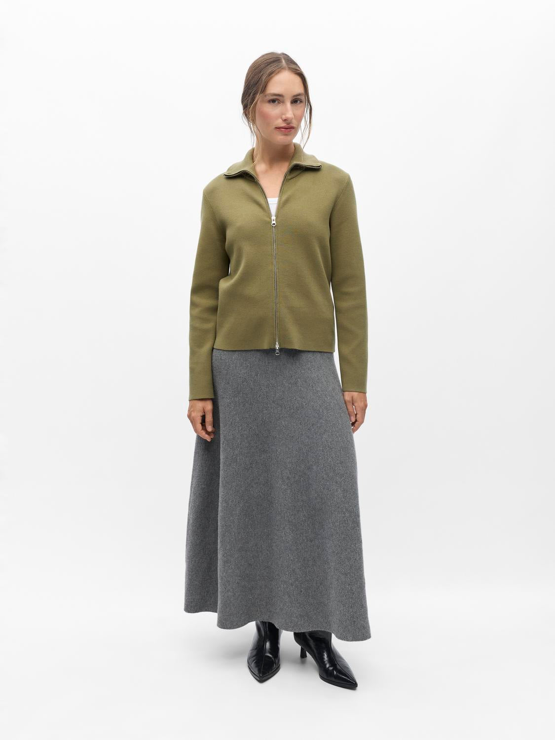 Objreynard L/S Re Zip Cardigan