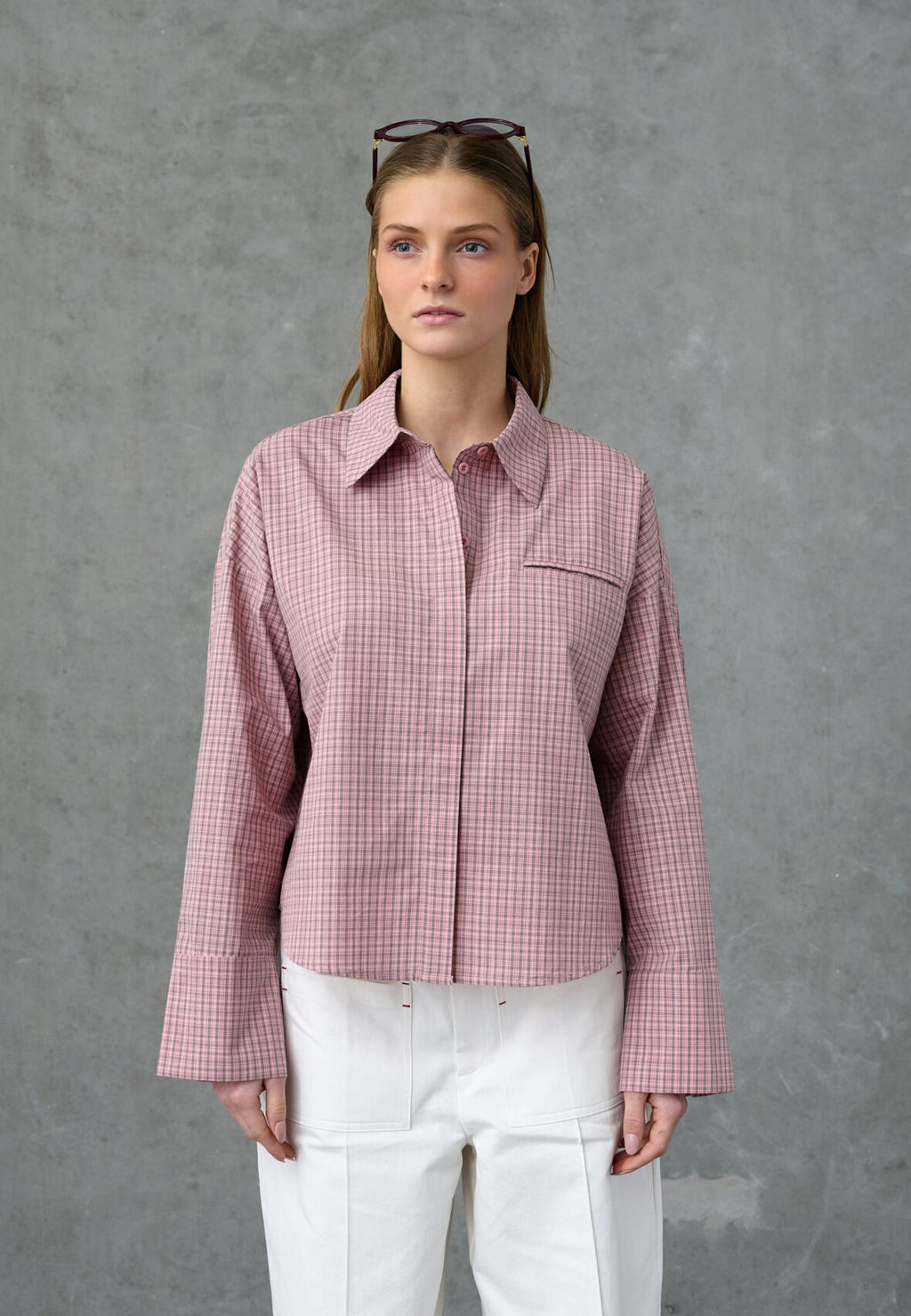LOVE1495 SKJORTE MAUVE/CHECK S
