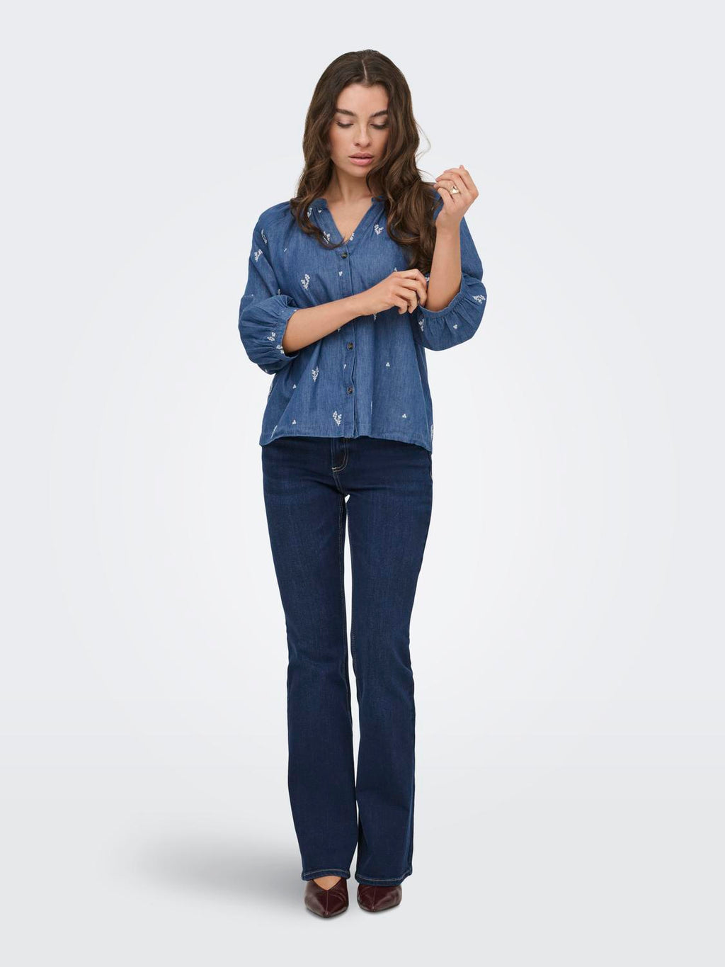 JDYKAI 3/4 SHIRT LIGHT BLUE DENIM