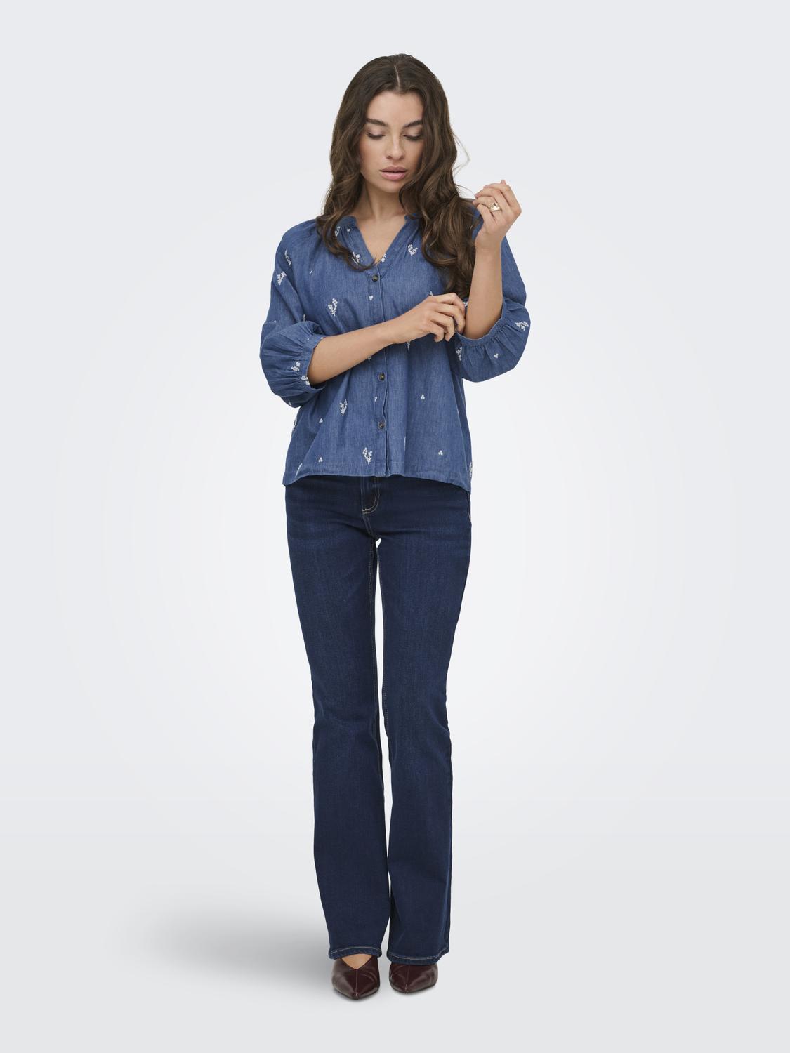 JDYKAI 3/4 SHIRT LIGHT BLUE DENIM