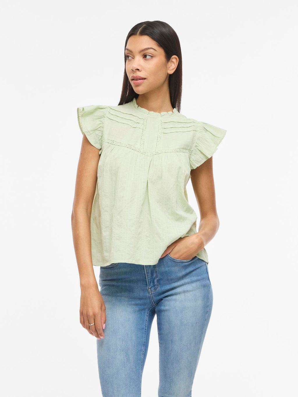 VIYVA TOP SMOKE GREEN BLUSE
