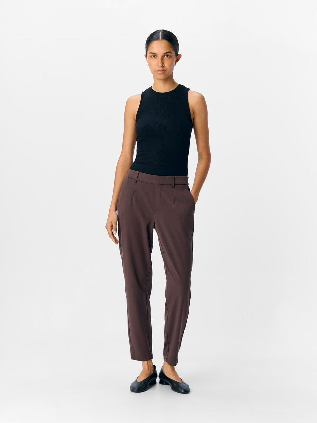 OBJLISA SLIM PANT HUMUS MELANGE
