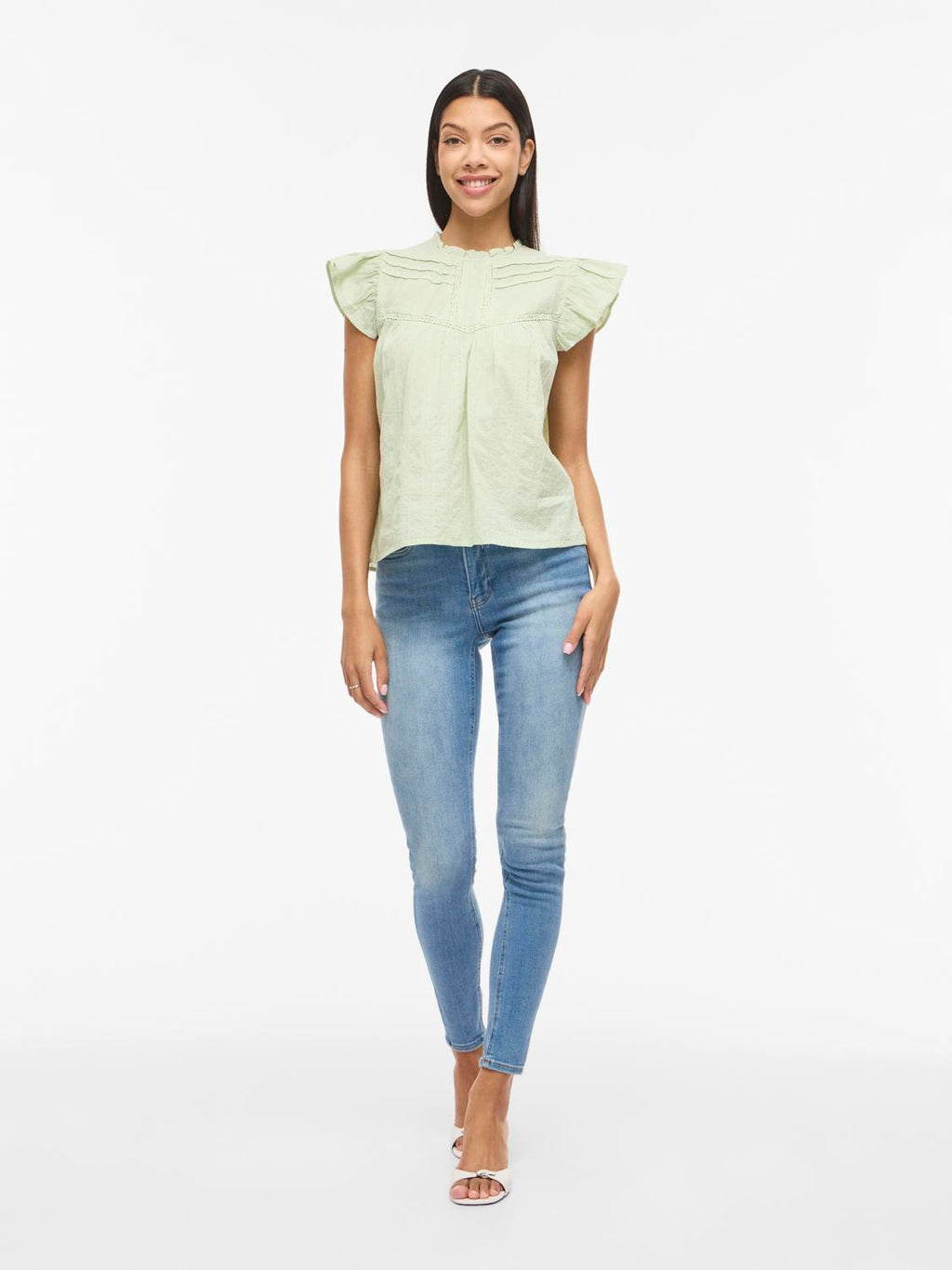 VIYVA TOP SMOKE GREEN BLUSE