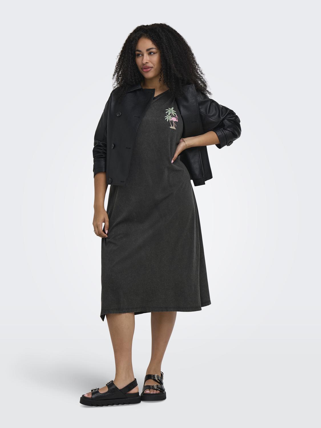 Carmika Foldup S/S Black Slit Dress
