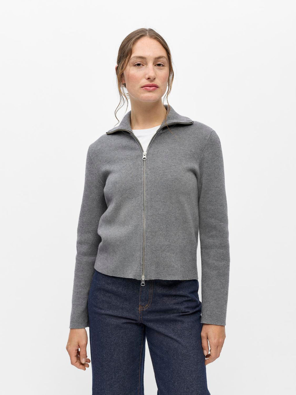 Objreynard L/S Re Zip Cardigan