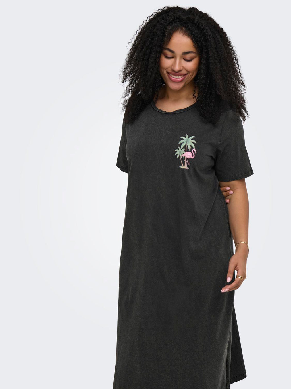 Carmika Foldup S/S Black Slit Dress