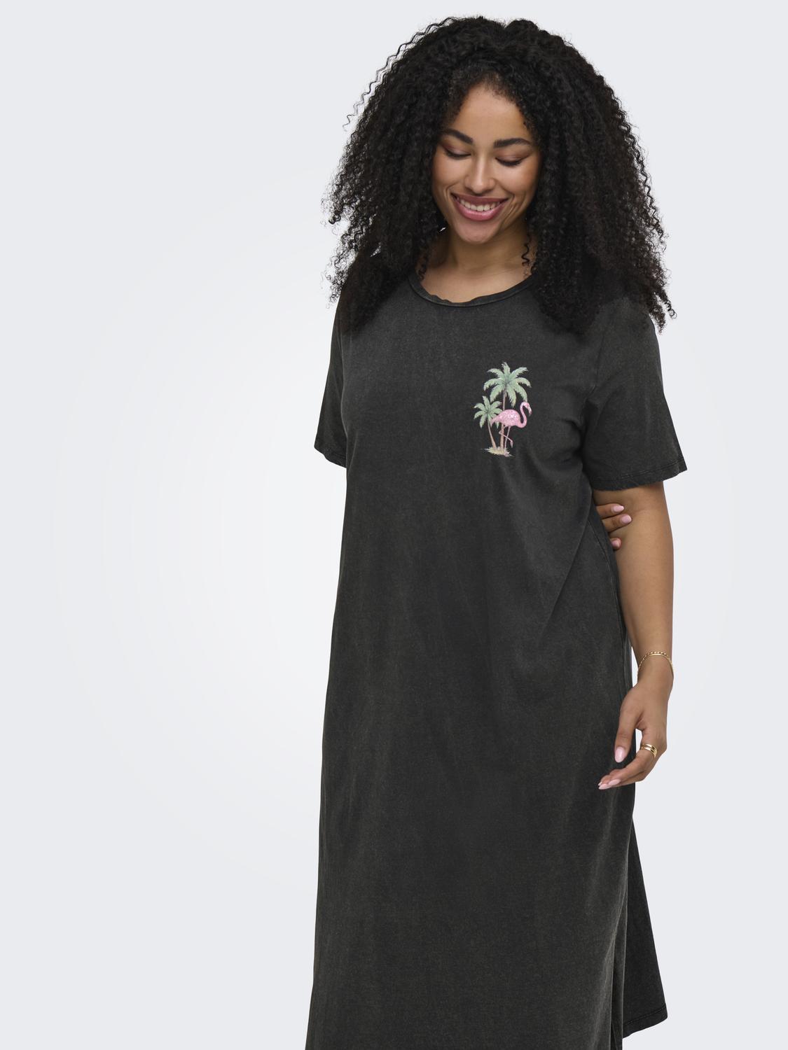 Carmika Foldup S/S Black Slit Dress