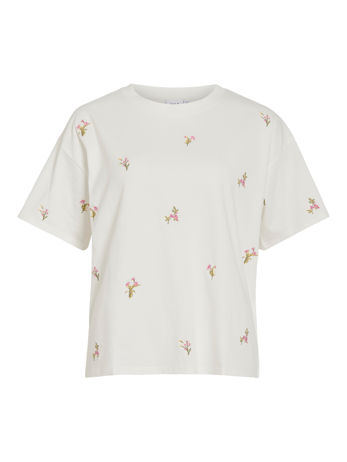 VIMONIE TEE SNOW WHITE EMB FLOWER