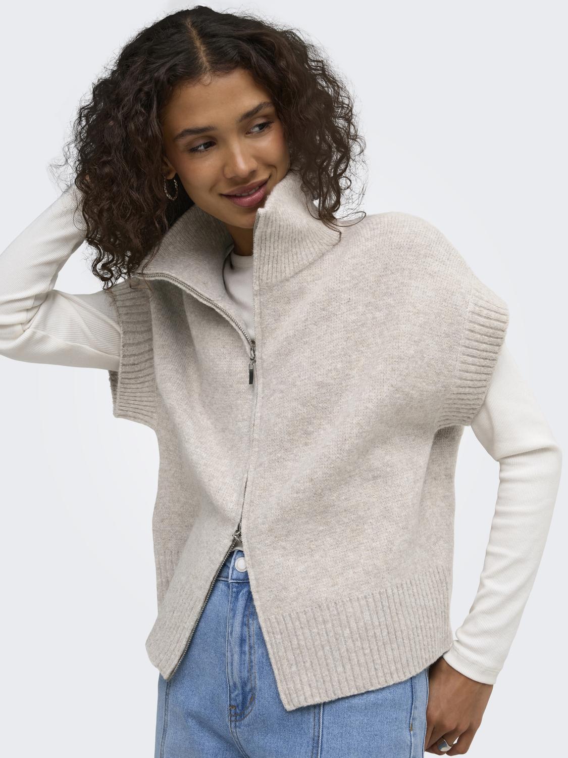 Jdylea S/L Hn 2Way Zip Vest Kn